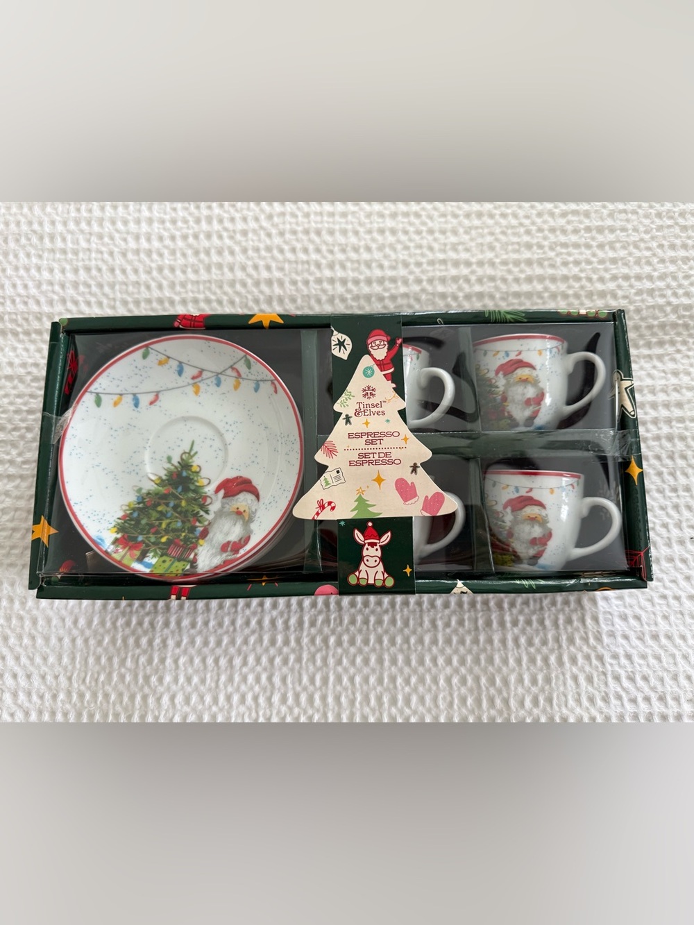 Holiday Santa Espresso Set - Festive Red & Green